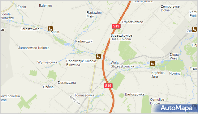 mapa Strzeszkowice Duże, Strzeszkowice Duże na mapie Targeo