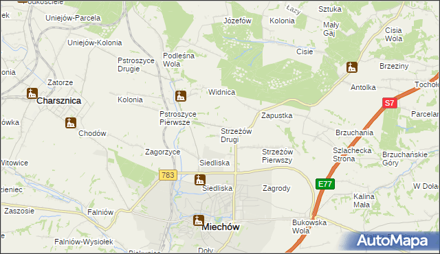 mapa Strzeżów Drugi, Strzeżów Drugi na mapie Targeo