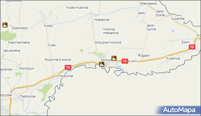 mapa Strzyżów gmina Horodło, Strzyżów gmina Horodło na mapie Targeo