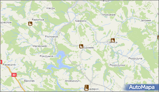 mapa Strzyżowiec gmina Wleń, Strzyżowiec gmina Wleń na mapie Targeo