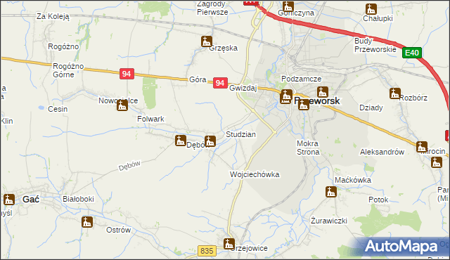 mapa Studzian, Studzian na mapie Targeo