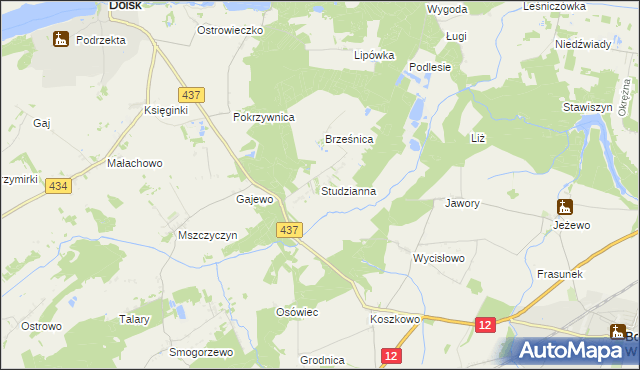 mapa Studzianna gmina Borek Wielkopolski, Studzianna gmina Borek Wielkopolski na mapie Targeo