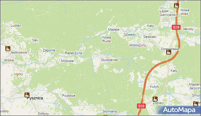 mapa Studzieniec gmina Pysznica, Studzieniec gmina Pysznica na mapie Targeo