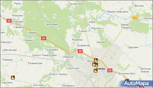 mapa Studzieniec gmina Sierpc, Studzieniec gmina Sierpc na mapie Targeo