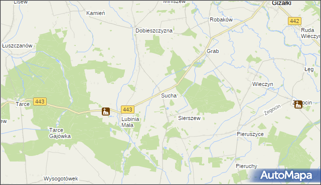 mapa Sucha gmina Żerków, Sucha gmina Żerków na mapie Targeo