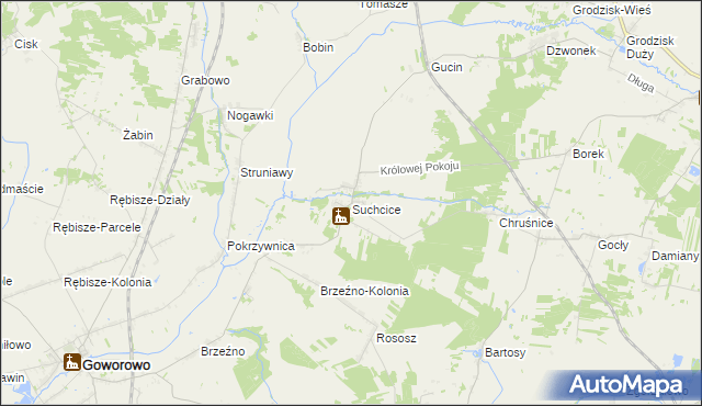 mapa Suchcice gmina Czerwin, Suchcice gmina Czerwin na mapie Targeo