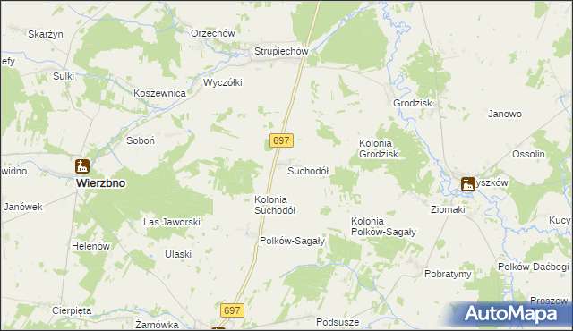 mapa Suchodół gmina Grębków, Suchodół gmina Grębków na mapie Targeo
