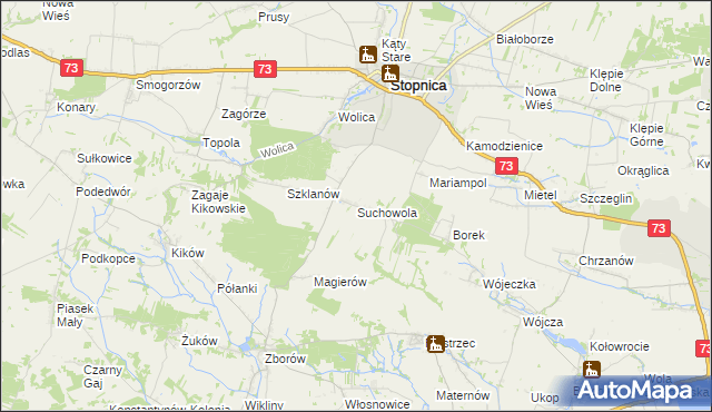 mapa Suchowola gmina Stopnica, Suchowola gmina Stopnica na mapie Targeo