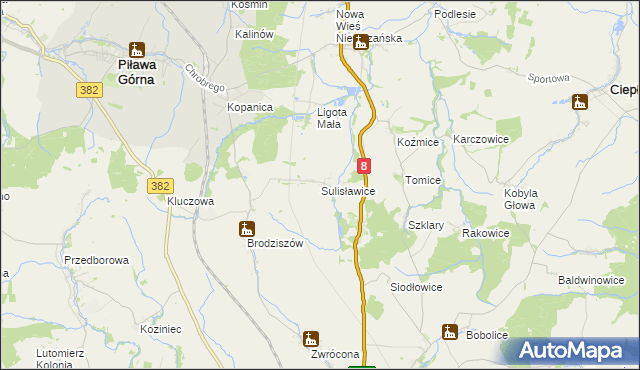 mapa Sulisławice gmina Ząbkowice Śląskie, Sulisławice gmina Ząbkowice Śląskie na mapie Targeo