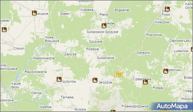 mapa Suliszowice, Suliszowice na mapie Targeo