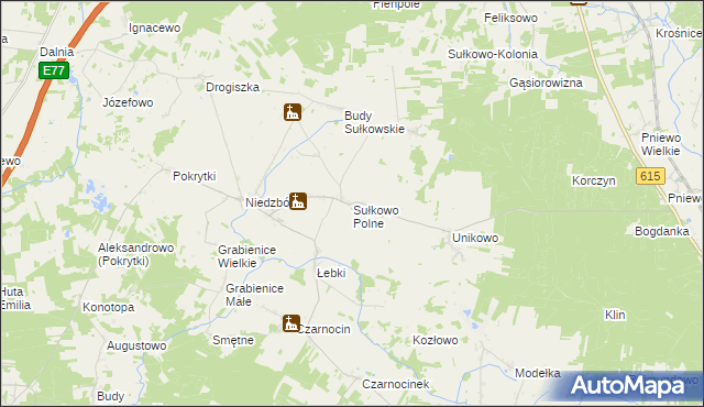 mapa Sułkowo Polne, Sułkowo Polne na mapie Targeo