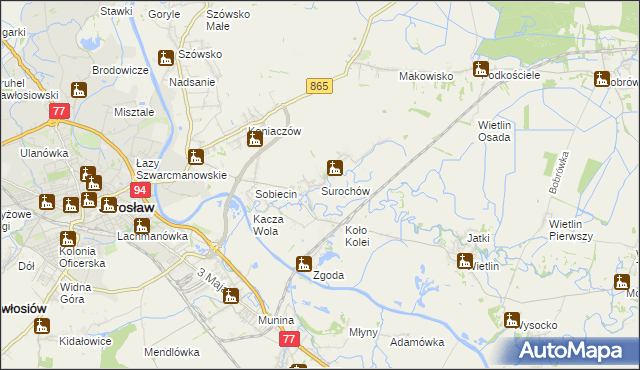 mapa Surochów, Surochów na mapie Targeo