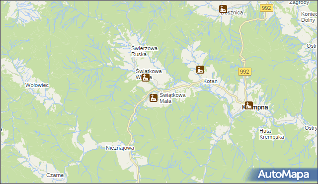 mapa Świątkowa Mała, Świątkowa Mała na mapie Targeo