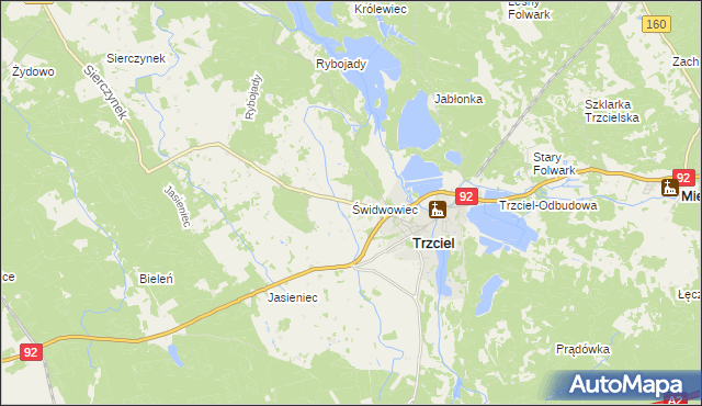 mapa Świdwowiec, Świdwowiec na mapie Targeo