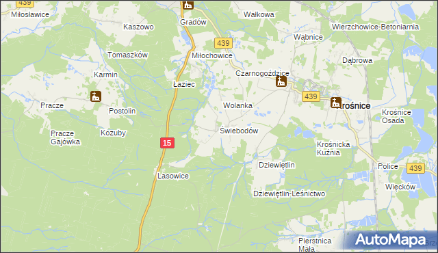 mapa Świebodów, Świebodów na mapie Targeo