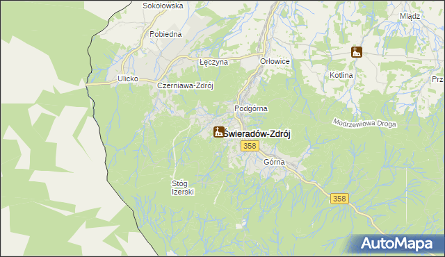 mapa Świeradów-Zdrój, Świeradów-Zdrój na mapie Targeo