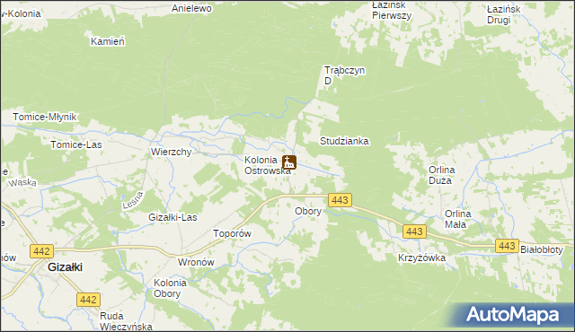 mapa Świerczyna gmina Gizałki, Świerczyna gmina Gizałki na mapie Targeo
