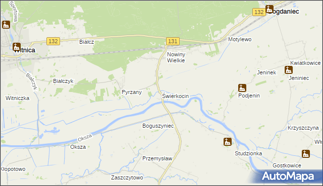 mapa Świerkocin gmina Witnica, Świerkocin gmina Witnica na mapie Targeo