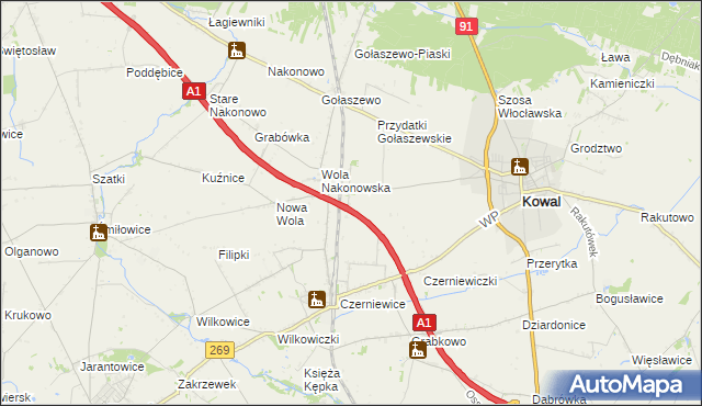 mapa Świerkowo gmina Choceń, Świerkowo gmina Choceń na mapie Targeo