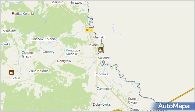 mapa Świerże gmina Dorohusk, Świerże gmina Dorohusk na mapie Targeo