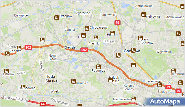 mapa Świętochłowice, Świętochłowice na mapie Targeo