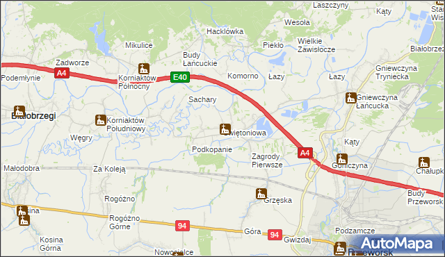 mapa Świętoniowa, Świętoniowa na mapie Targeo