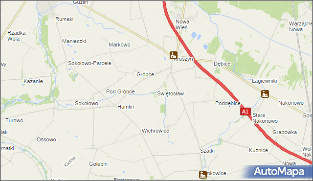 mapa Świętosław gmina Włocławek, Świętosław gmina Włocławek na mapie Targeo