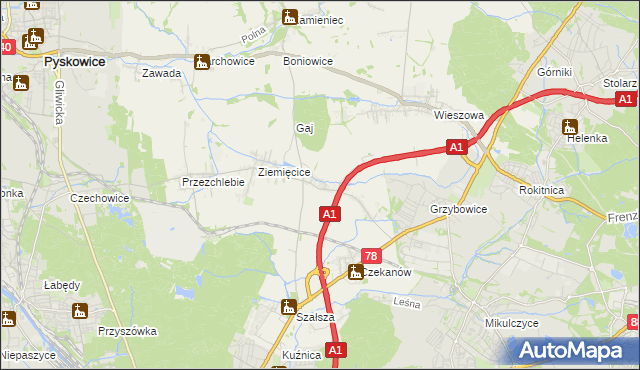 mapa Świętoszowice, Świętoszowice na mapie Targeo