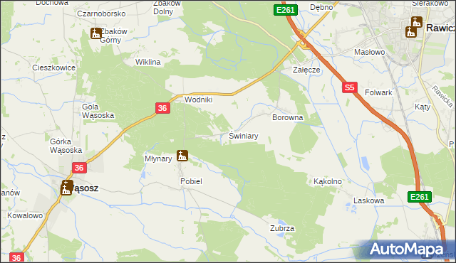 mapa Świniary gmina Wąsosz, Świniary gmina Wąsosz na mapie Targeo