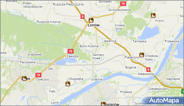 mapa Świniary Nowe, Świniary Nowe na mapie Targeo