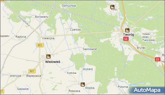 mapa Świniowice, Świniowice na mapie Targeo
