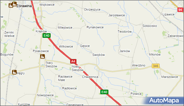 mapa Swojków gmina Domaniów, Swojków gmina Domaniów na mapie Targeo