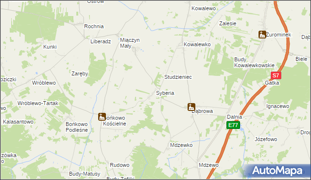 mapa Syberia gmina Strzegowo, Syberia gmina Strzegowo na mapie Targeo