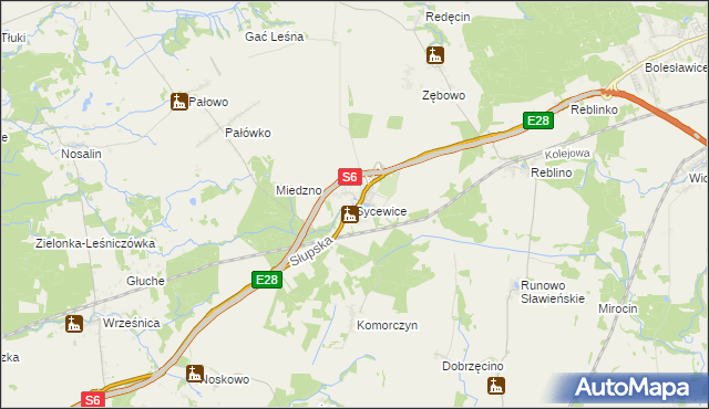 mapa Sycewice, Sycewice na mapie Targeo