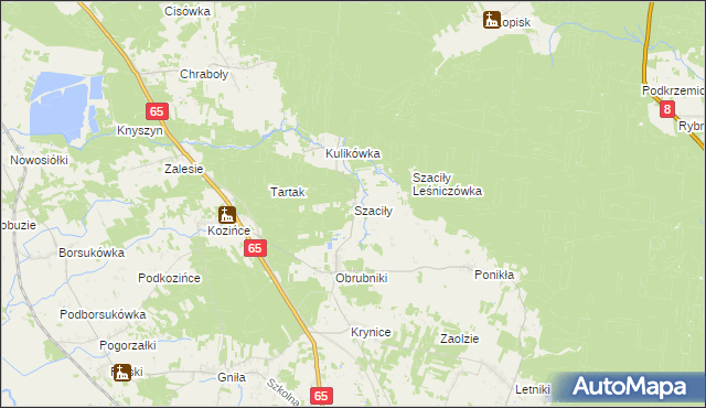 mapa Szaciły gmina Dobrzyniewo Duże, Szaciły gmina Dobrzyniewo Duże na mapie Targeo