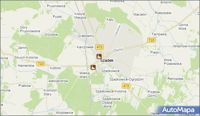 mapa Szadek powiat zduńskowolski, Szadek powiat zduńskowolski na mapie Targeo