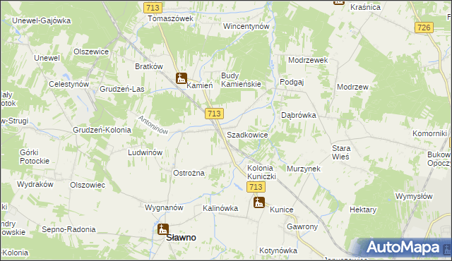 mapa Szadkowice gmina Sławno, Szadkowice gmina Sławno na mapie Targeo