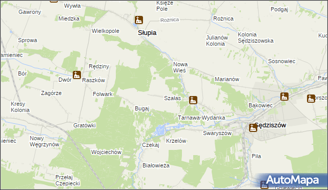 mapa Szałas gmina Sędziszów, Szałas gmina Sędziszów na mapie Targeo