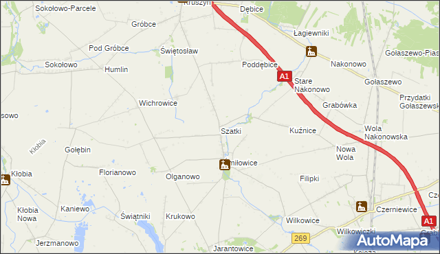 mapa Szatki gmina Choceń, Szatki gmina Choceń na mapie Targeo