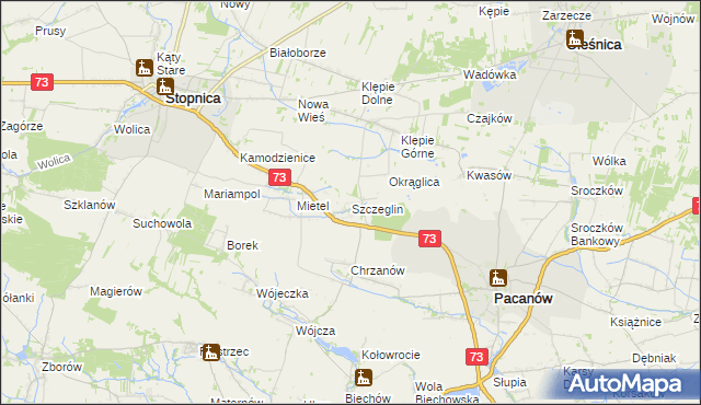 mapa Szczeglin gmina Stopnica, Szczeglin gmina Stopnica na mapie Targeo