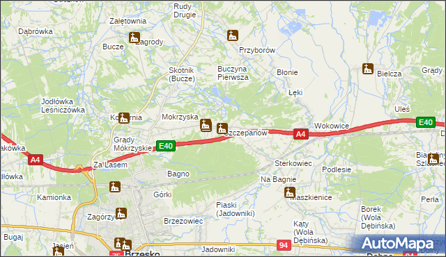 mapa Szczepanów gmina Brzesko, Szczepanów gmina Brzesko na mapie Targeo