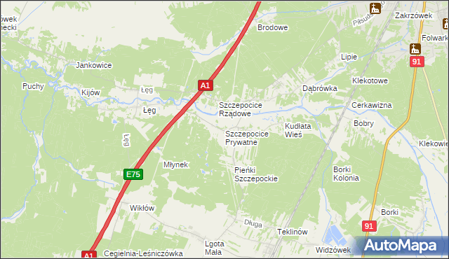 mapa Szczepocice Prywatne, Szczepocice Prywatne na mapie Targeo