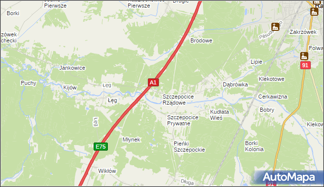 mapa Szczepocice Rządowe, Szczepocice Rządowe na mapie Targeo