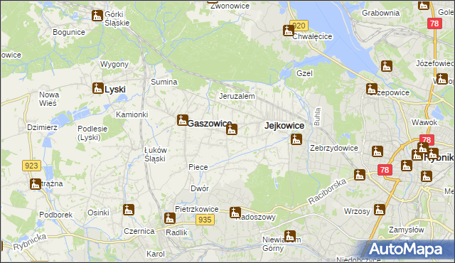 mapa Szczerbice, Szczerbice na mapie Targeo