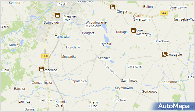 mapa Szczuka, Szczuka na mapie Targeo