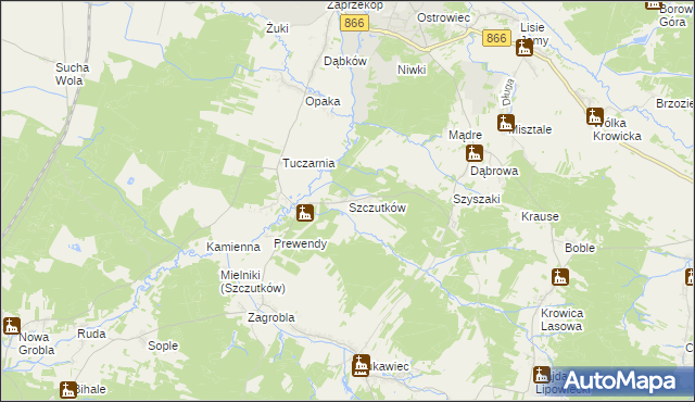 mapa Szczutków, Szczutków na mapie Targeo