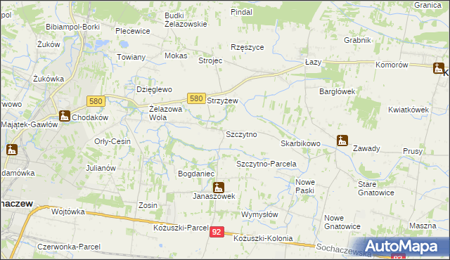 mapa Szczytno gmina Kampinos, Szczytno gmina Kampinos na mapie Targeo