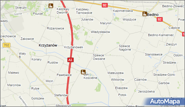 mapa Szewce Owsiane, Szewce Owsiane na mapie Targeo