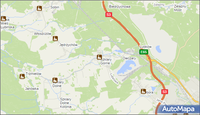 mapa Szklary Górne, Szklary Górne na mapie Targeo