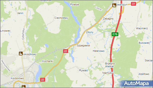 mapa Szpęgawsk, Szpęgawsk na mapie Targeo